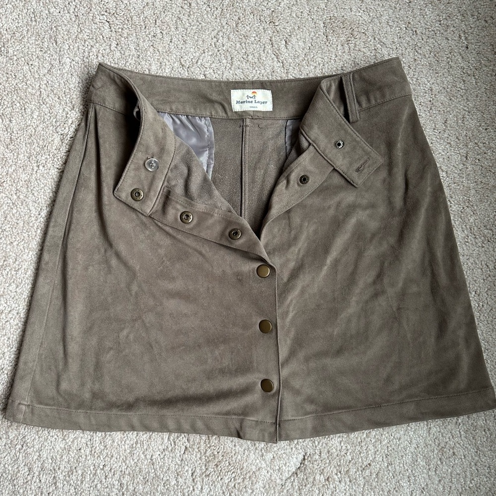 Marine Layer Rosie Faux Suede Button Front Mini Skirt - Picture 4 of 4